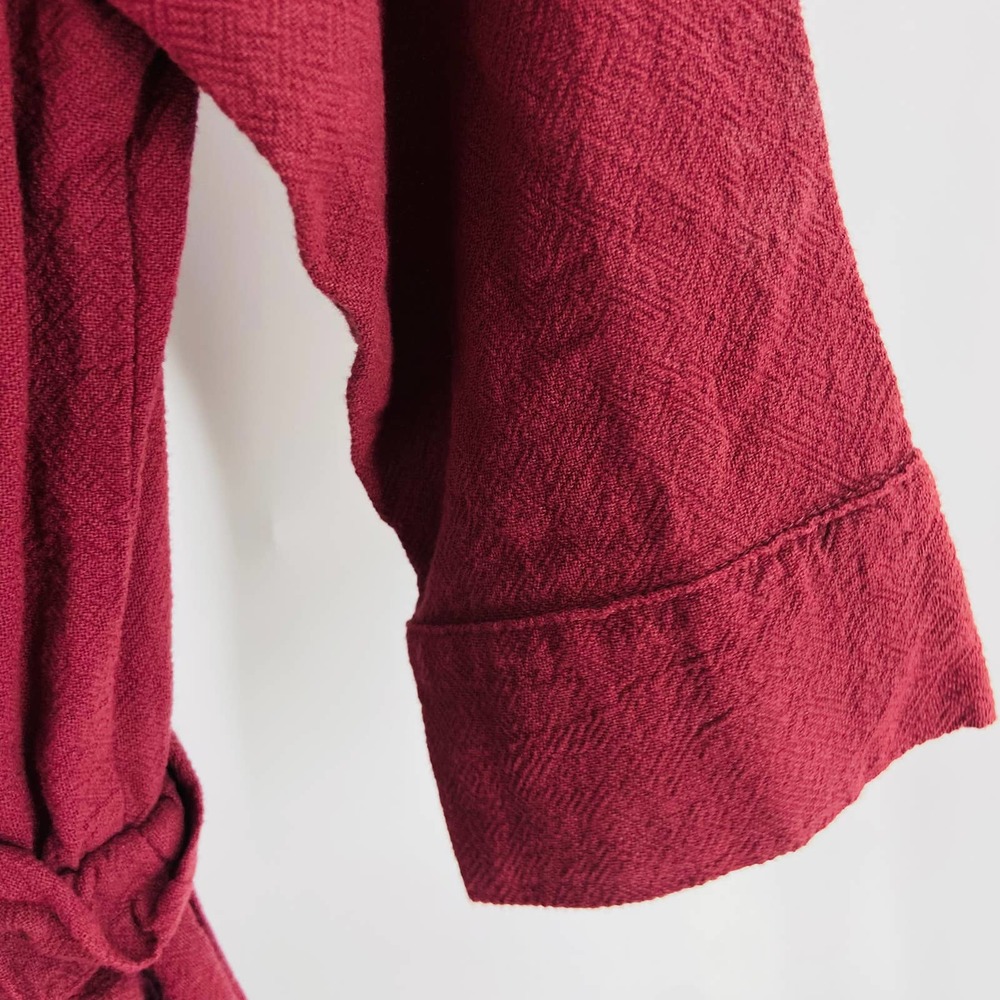 Anthropologie Amadi Burgundy Elastic Waist 3/4 Sleeve Cropped Jumpsuit Size XSP - Picture 9 of 13